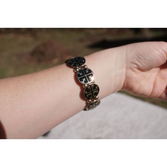 Inspired Logo Silver Black Stretch Bracelet - Picture 2 of 6